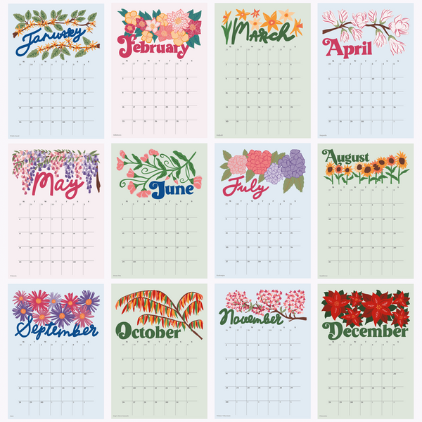 2026 Year in Botanicals A3 Wall Calendar