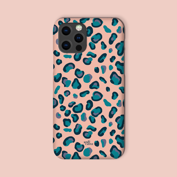 Peach, Teal & Blue Leopard Print Tough Phone Case