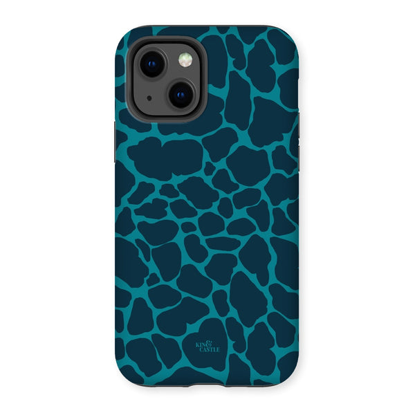 Blue & Teal Giraffe Print Tough Phone Case