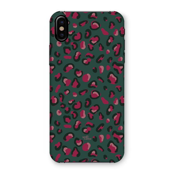 Green & Raspberry Pink Leopard Print Snap Phone Case