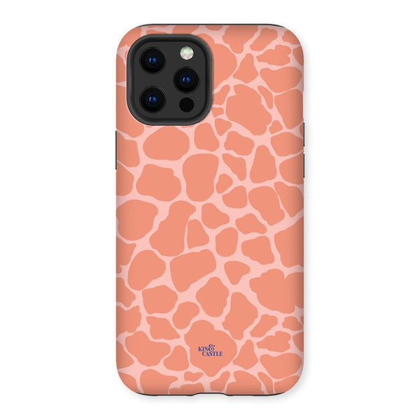 Peach Giraffe Print Tough Phone Case