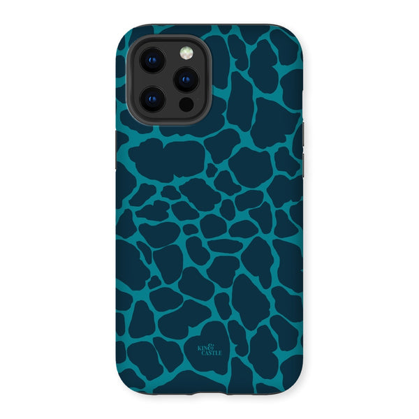 Blue & Teal Giraffe Print Tough Phone Case