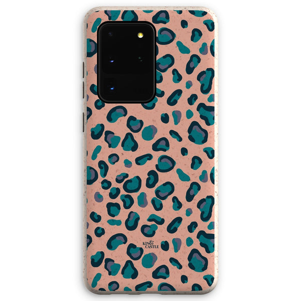 Peach, Teal & Blue Leopard Print Eco Phone Case