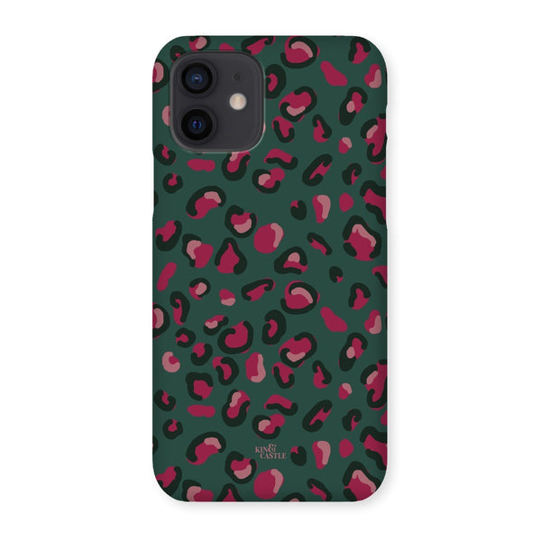 Green & Raspberry Pink Leopard Print Snap Phone Case