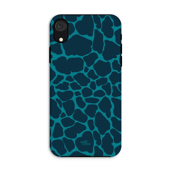 Blue & Teal Giraffe Print Tough Phone Case