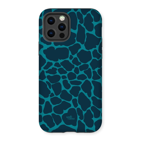 Blue & Teal Giraffe Print Tough Phone Case
