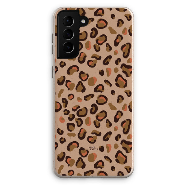 Tan & Coral Leopard Print Eco Phone Case