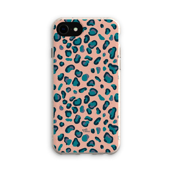 Peach, Teal & Blue Leopard Print Eco Phone Case