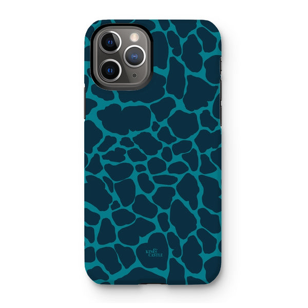 Blue & Teal Giraffe Print Tough Phone Case