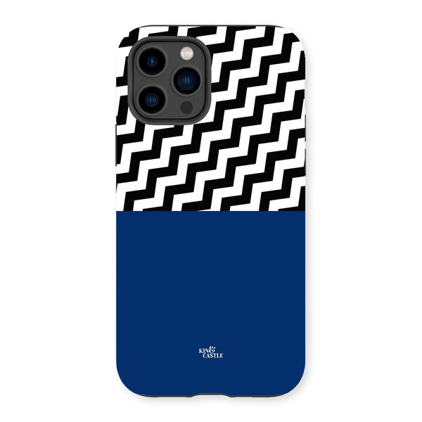Geometric Zig Zag & Navy Blue Tough Phone Case