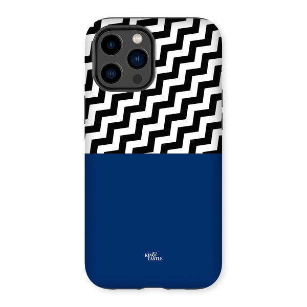Geometric Zig Zag & Navy Blue Tough Phone Case