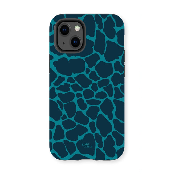 Blue & Teal Giraffe Print Tough Phone Case