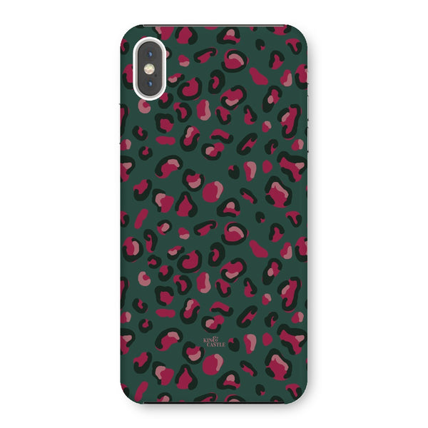 Green & Raspberry Pink Leopard Print Snap Phone Case