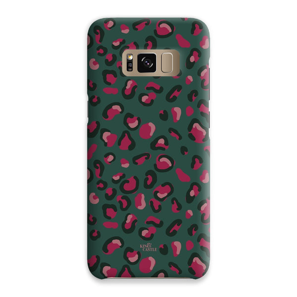 Green & Raspberry Pink Leopard Print Snap Phone Case