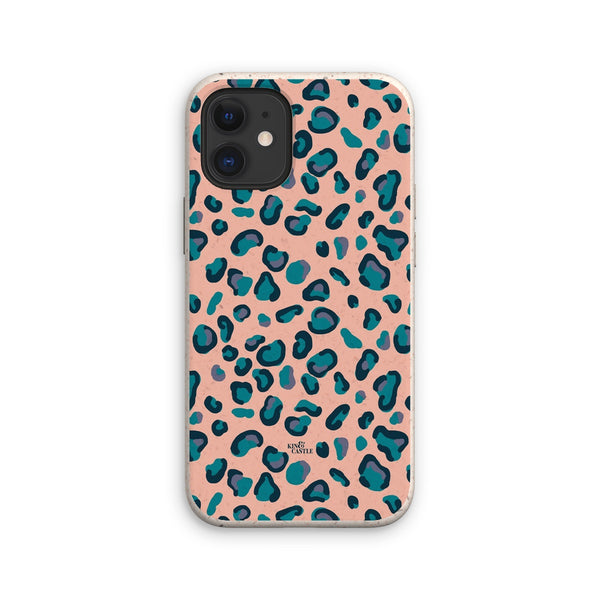 Peach, Teal & Blue Leopard Print Eco Phone Case