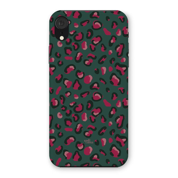 Green & Raspberry Pink Leopard Print Snap Phone Case