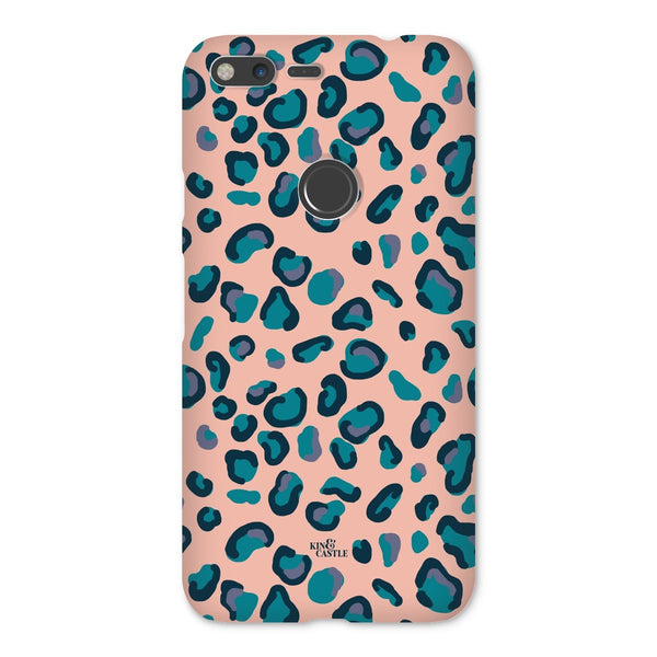 Peach, Teal & Blue Leopard Print Snap Phone Case