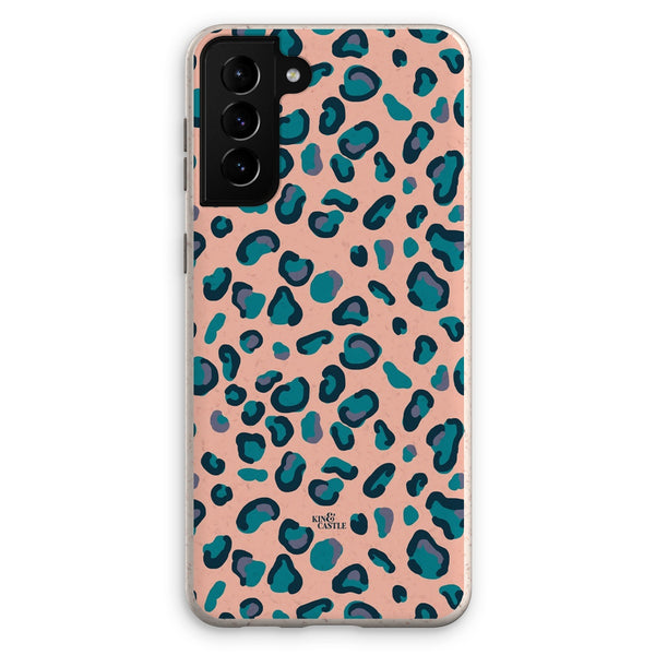Peach, Teal & Blue Leopard Print Eco Phone Case