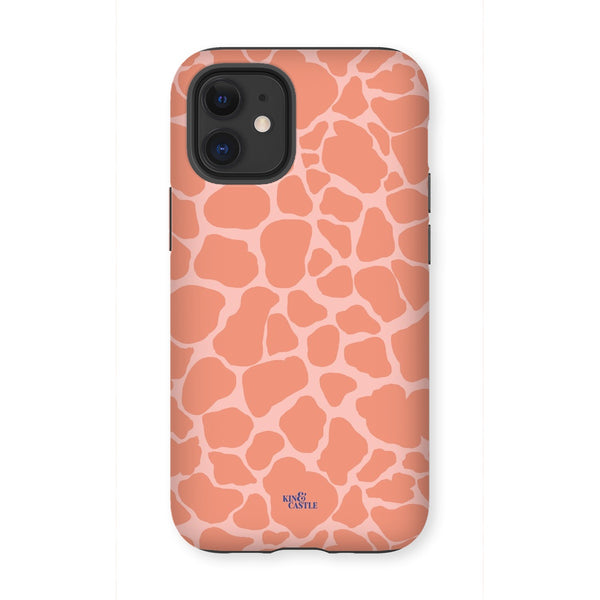 Peach Giraffe Print Tough Phone Case