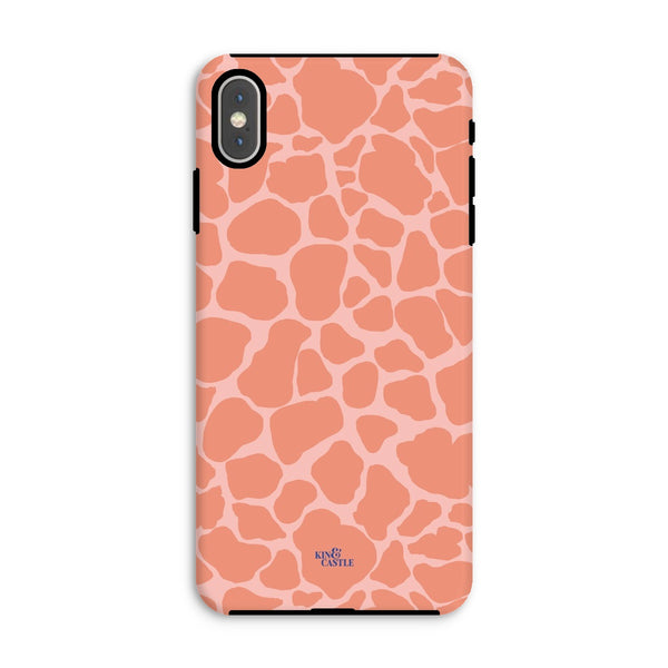 Peach Giraffe Print Tough Phone Case