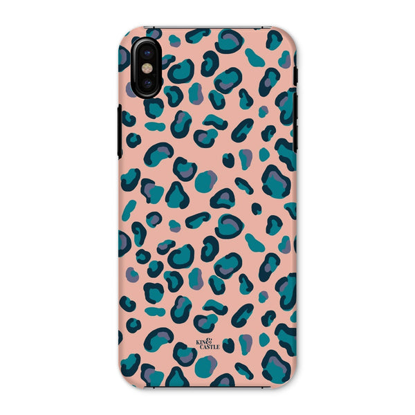 Peach, Teal & Blue Leopard Print Snap Phone Case