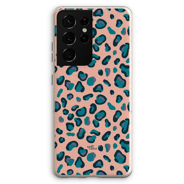 Peach, Teal & Blue Leopard Print Eco Phone Case