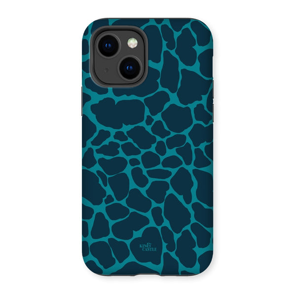 Blue & Teal Giraffe Print Tough Phone Case