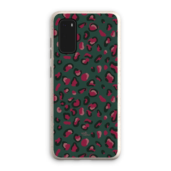 Green & Raspberry Pink Leopard Print Eco Phone Case