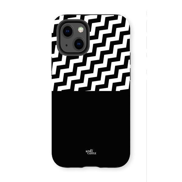 Geometric Zig Zag & Black Tough Phone Case