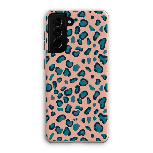 Peach, Teal & Blue Leopard Print Eco Phone Case