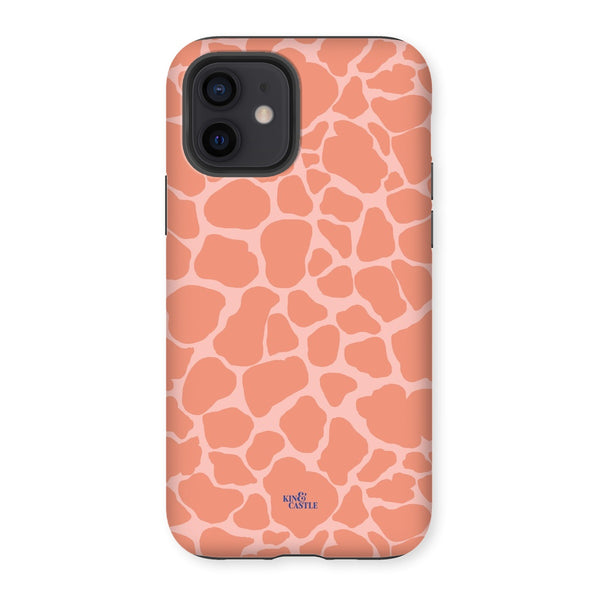 Peach Giraffe Print Tough Phone Case