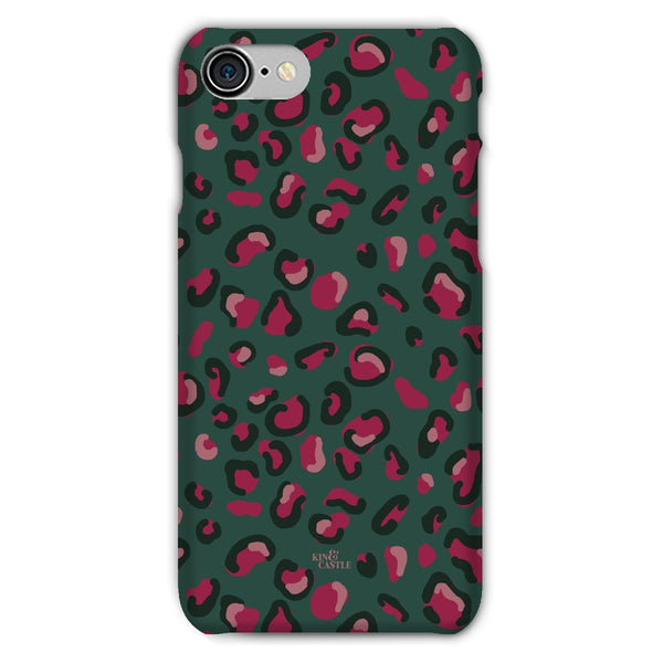 Green & Raspberry Pink Leopard Print Snap Phone Case