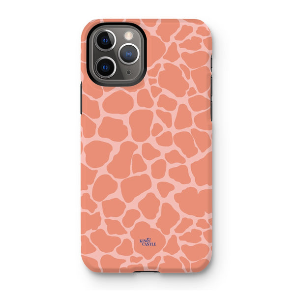 Peach Giraffe Print Tough Phone Case