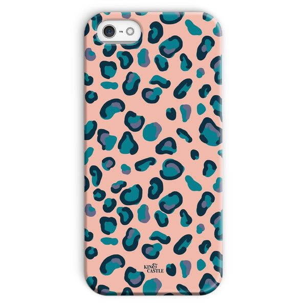 Peach, Teal & Blue Leopard Print Snap Phone Case