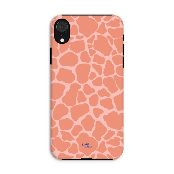 Peach Giraffe Print Tough Phone Case