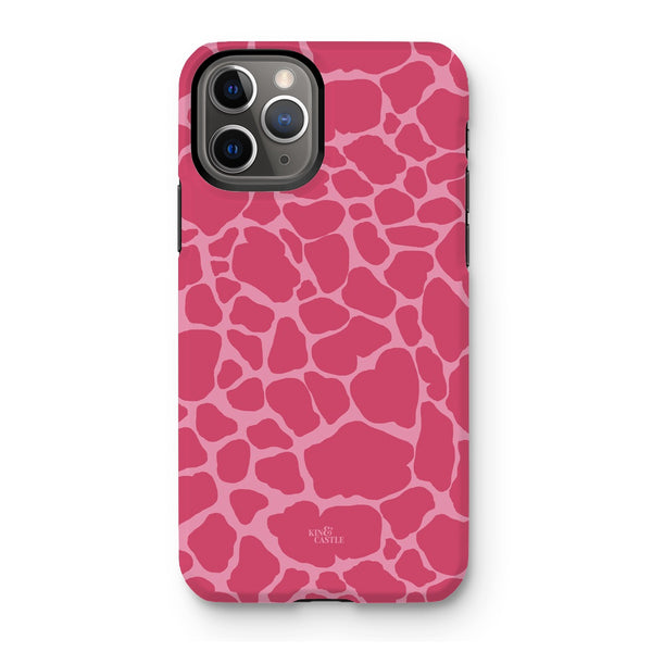 Raspberry Pink Giraffe Print Tough Phone Case