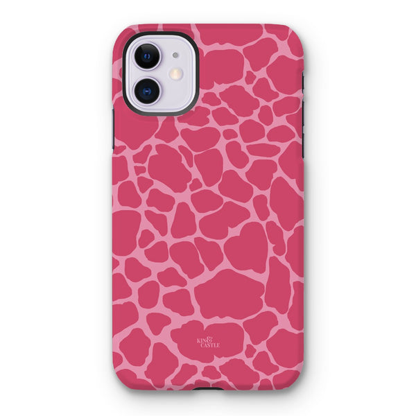 Raspberry Pink Giraffe Print Tough Phone Case