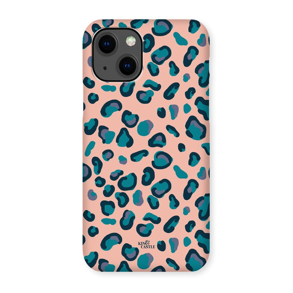Peach, Teal & Blue Leopard Print Snap Phone Case