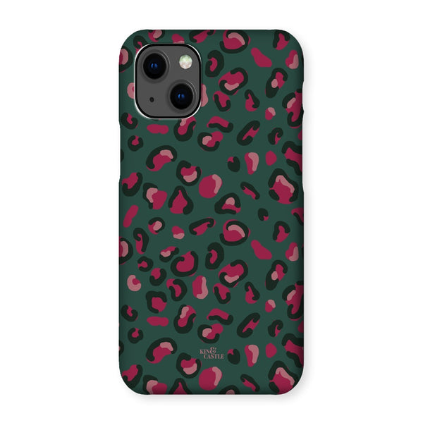 Green & Raspberry Pink Leopard Print Snap Phone Case