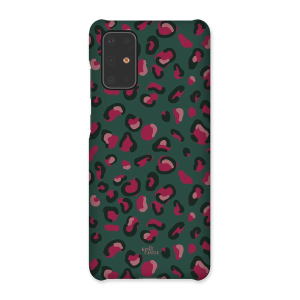 Green & Raspberry Pink Leopard Print Snap Phone Case