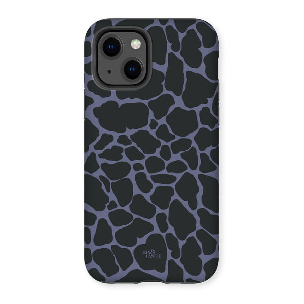 Purple & Charcoal Giraffe Print Tough Phone Case