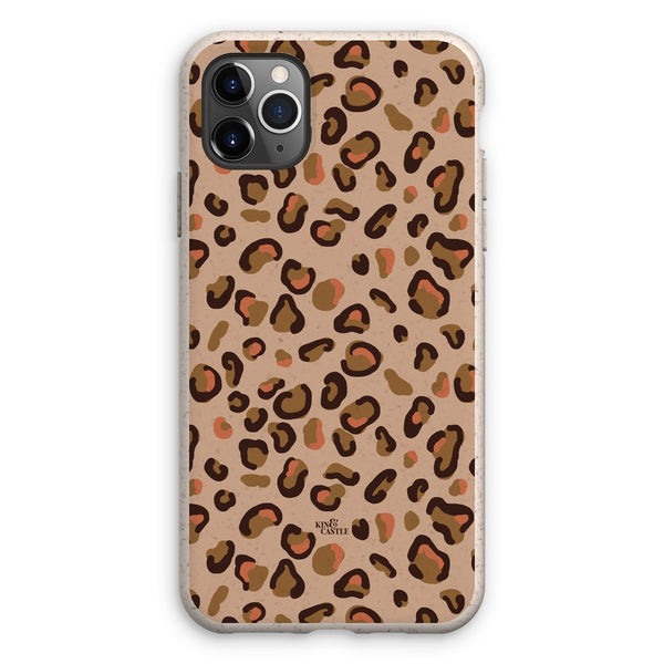 Tan & Coral Leopard Print Eco Phone Case