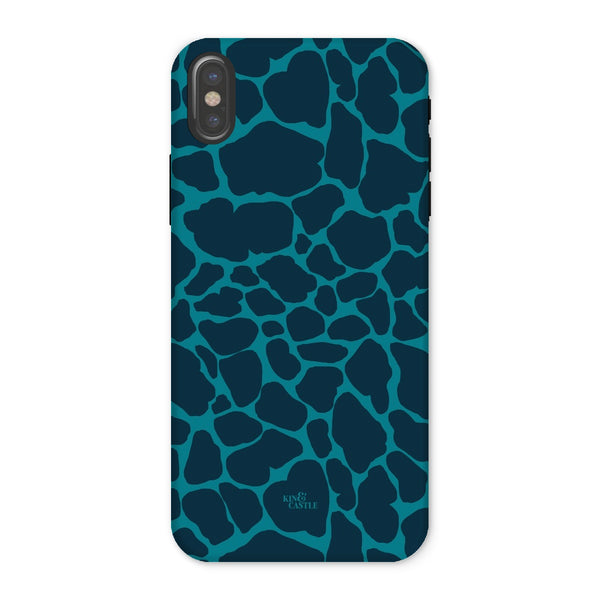 Blue & Teal Giraffe Print Tough Phone Case