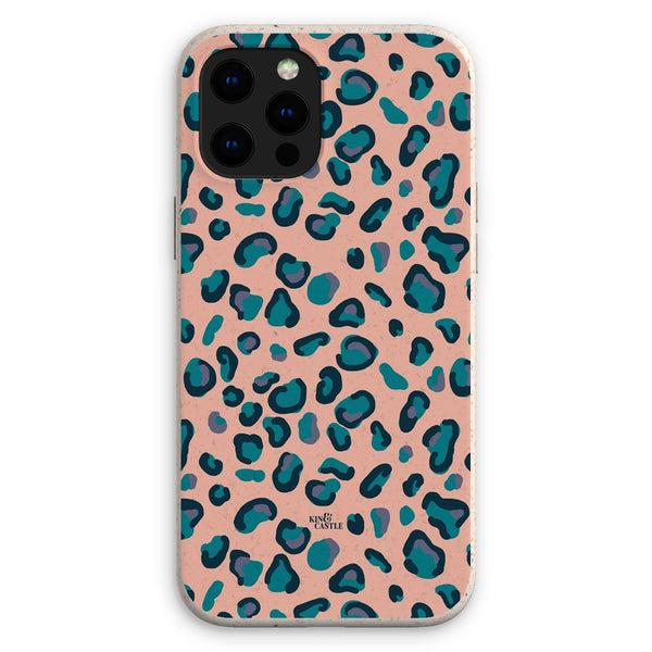 Peach, Teal & Blue Leopard Print Eco Phone Case