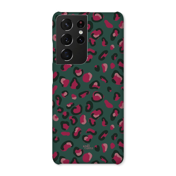 Green & Raspberry Pink Leopard Print Snap Phone Case