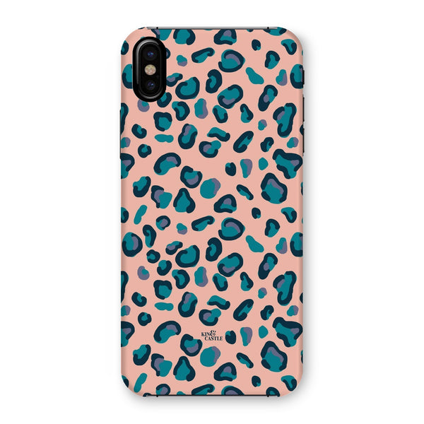 Peach, Teal & Blue Leopard Print Snap Phone Case