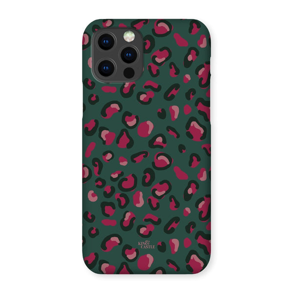 Green & Raspberry Pink Leopard Print Snap Phone Case