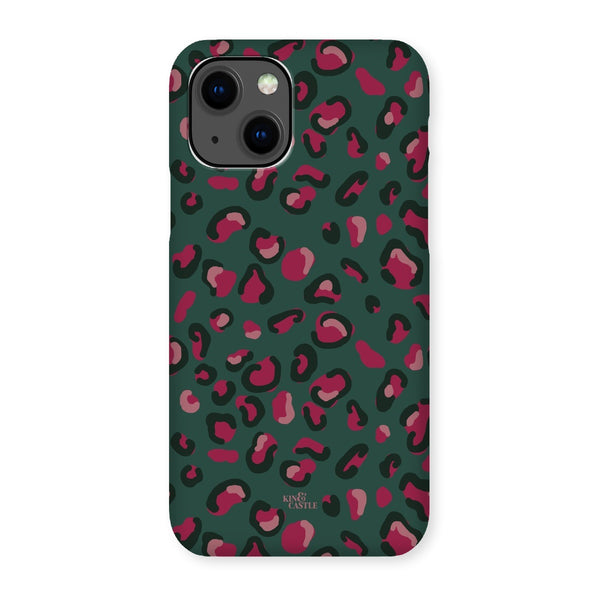 Green & Raspberry Pink Leopard Print Snap Phone Case
