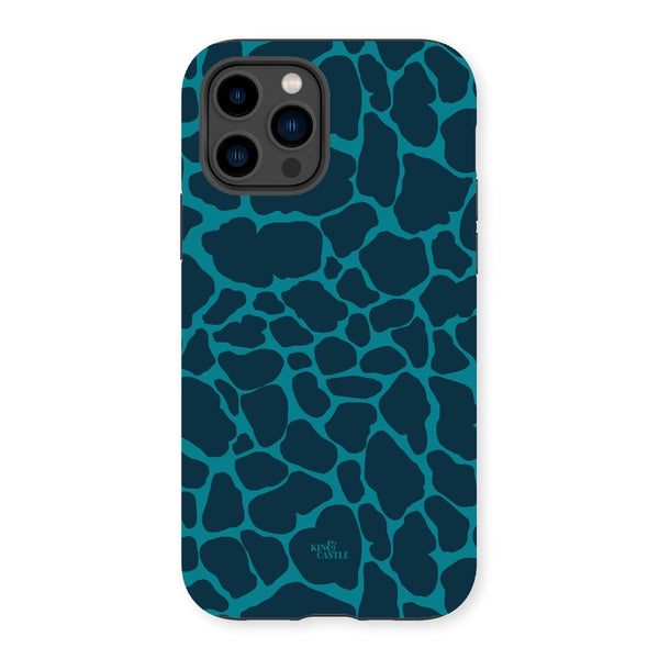Blue & Teal Giraffe Print Tough Phone Case
