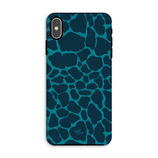 Blue & Teal Giraffe Print Tough Phone Case